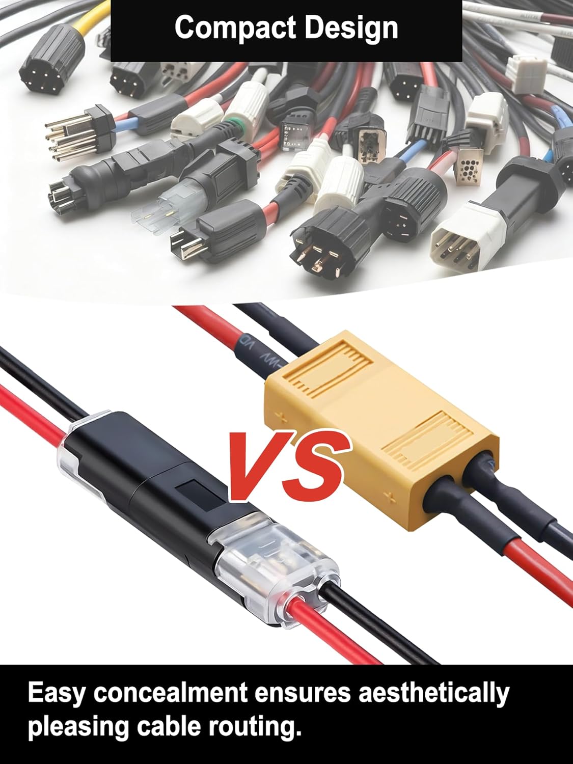30 PCS Double-Wire Plug-in Connector, 2-Pin Low Voltage Wire Connectors with Locking Buckle for LED Light Strip, No Wire Stripping Cutting Solderless Quick Connect Compact Plugs