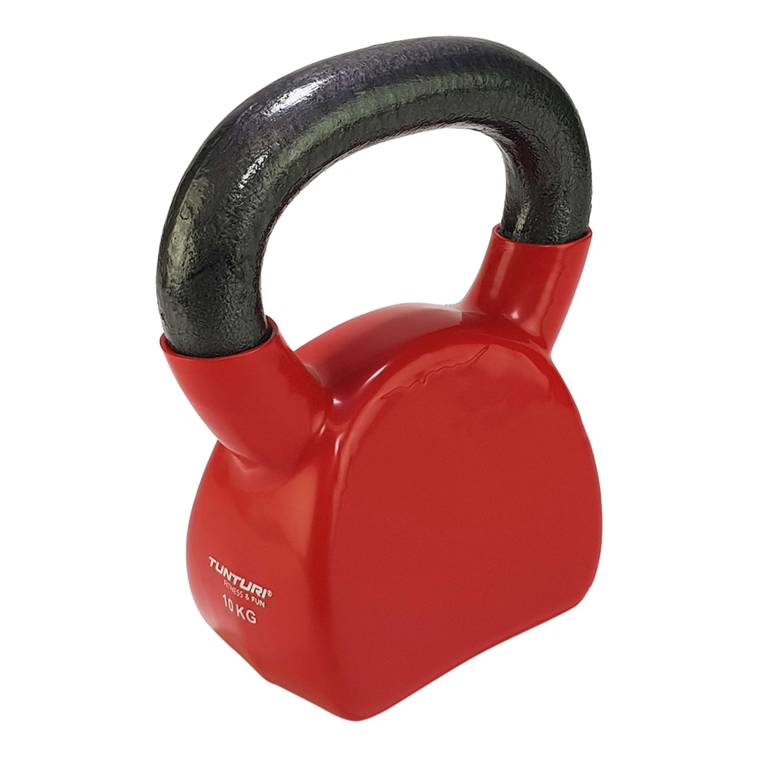 Tunturi Kugelhantel mit 10 kg in Gusseisen mit Vinyl, farbige Kettlebell