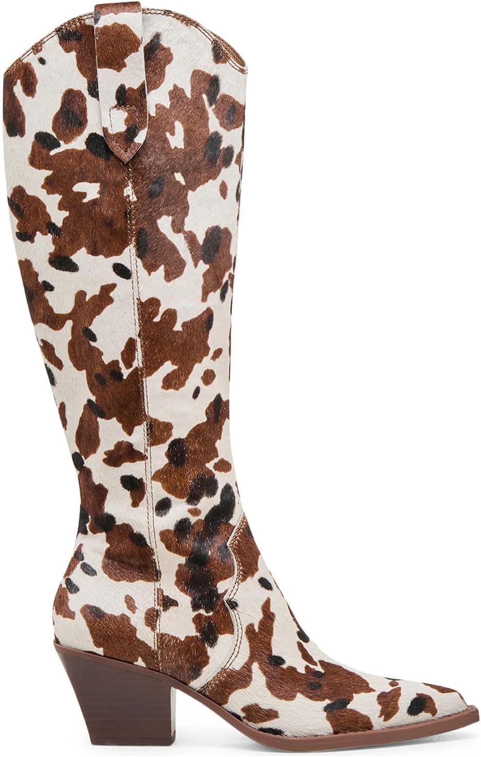 MICIFA Suede Knee High Boots for Women Pointed Toe Chunky Block Heel Tall Boots Pull On Western Cowboy Boot Slouchy Casual