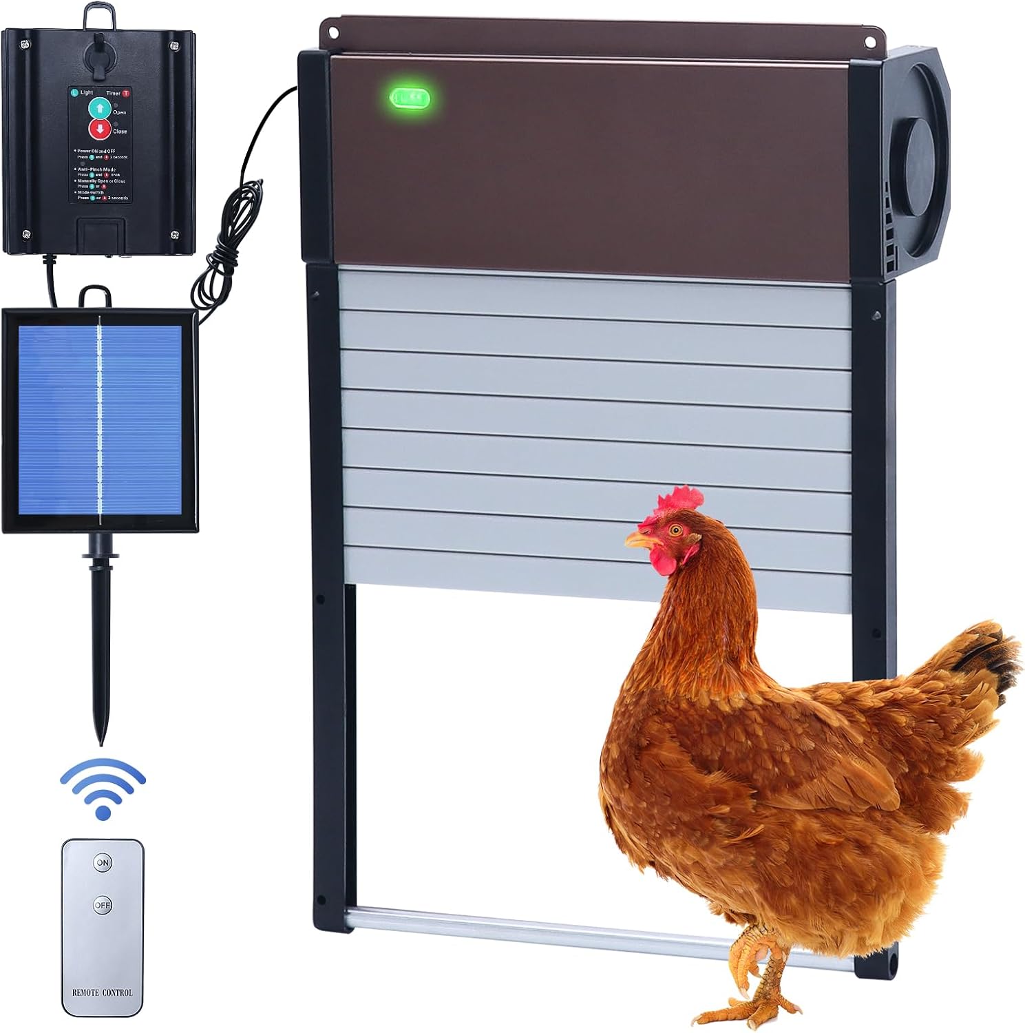 Automatic Chicken Coop Door Solar Powered with Timer,Light