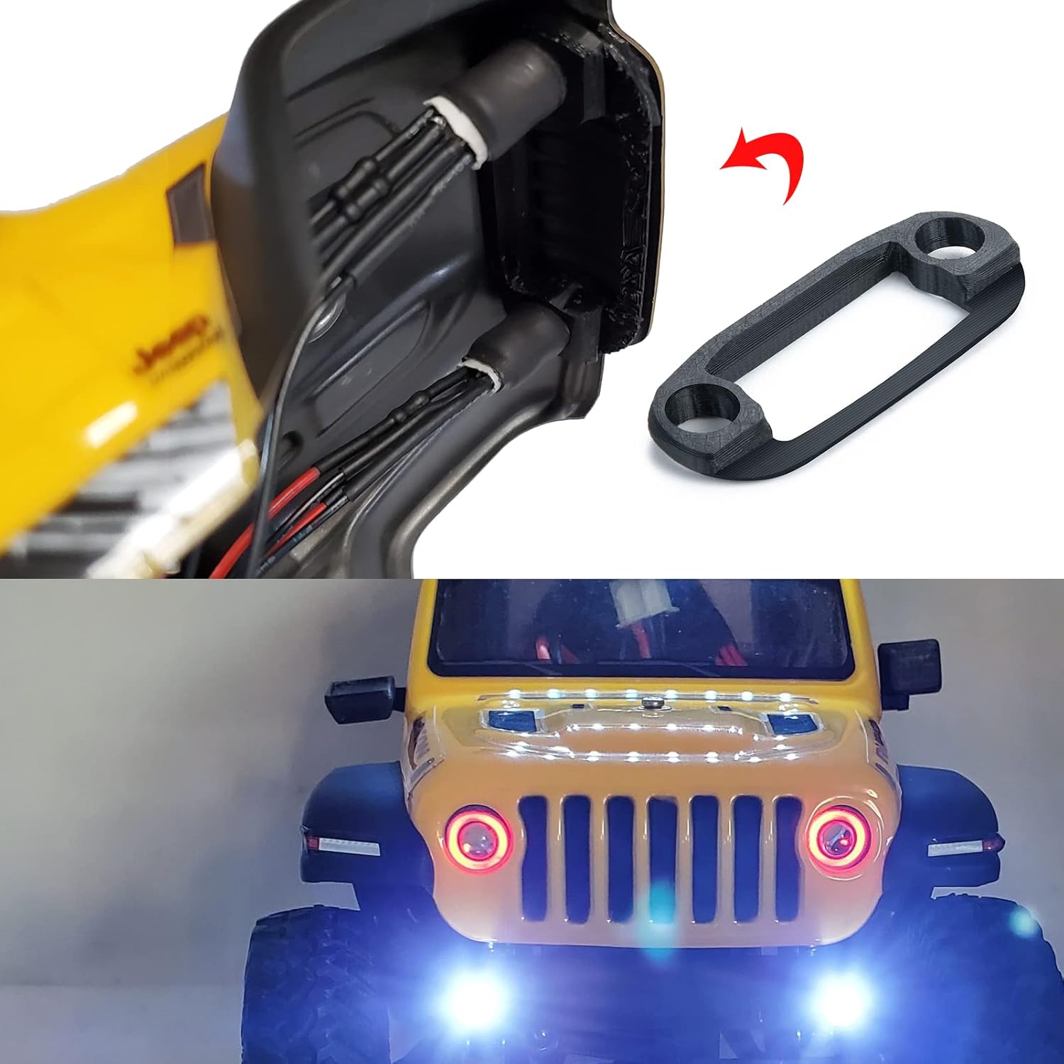 SWX RC LED Front Headlight with Bracket Front Face Light Set for 1/24 Axial SCX24 AXI00005 AXI00002 JLU CRC RC Crawler (Red & White)