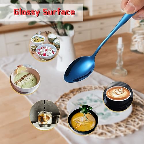 Miniatura 5 de KITWARE - Tenedores y cucharas negras, juego de cubiertos de 12 piezas para 6, cubiertos de color para la cocina del hogar, cubiertos de acero