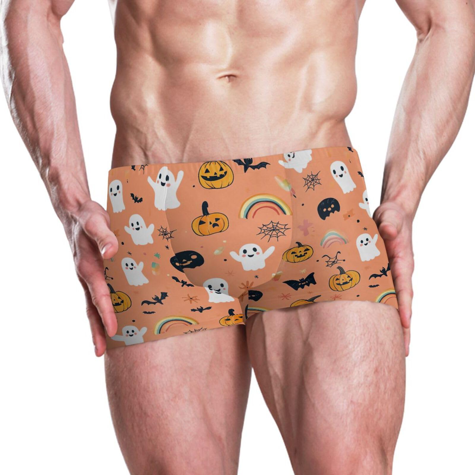 UMIRIKO Halloween Ghosts Pumpkin Bat Mens Swim Trunks Swimwear Bathing Suit Swim Brief Square Leg Board Short S-3XL 202b7111