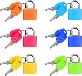 Focenat 6 Pcs Mini Luggage Locks,Colorful Small Padlock,Mini Suitcase Locks,Small Padlock with 2 Keys, Mini Travel Security Padlock for Luggage,Backpack, Diary,Locker Lock,Suitcase Lock