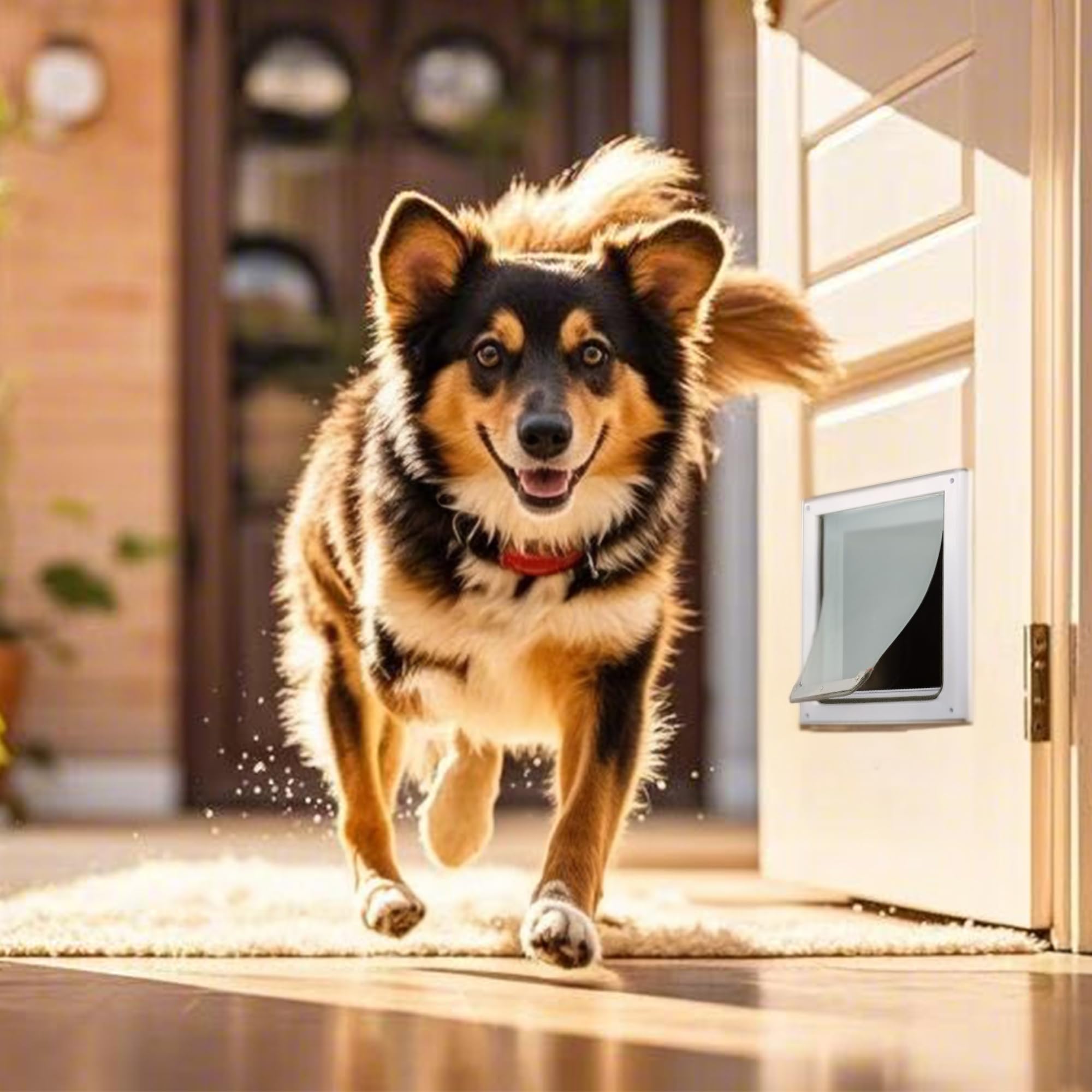 PAWISE Trappe pour Chien à 2 Voies, Rabat Verrouillable avec Rabat Transparent Flexible Conception Solide & Installation Facile (30x36CM)