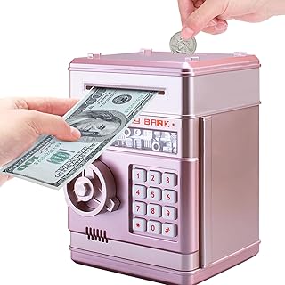 Kids Money Bank, Electronic Piggy Banks Great Gift Toy for Kids Children, Money Coin Saving Box Password Coin Bank,Christmas Birthday Gifts ATM Machine for Kids 3-5 Perfect Toy Gifts for Boys Girls