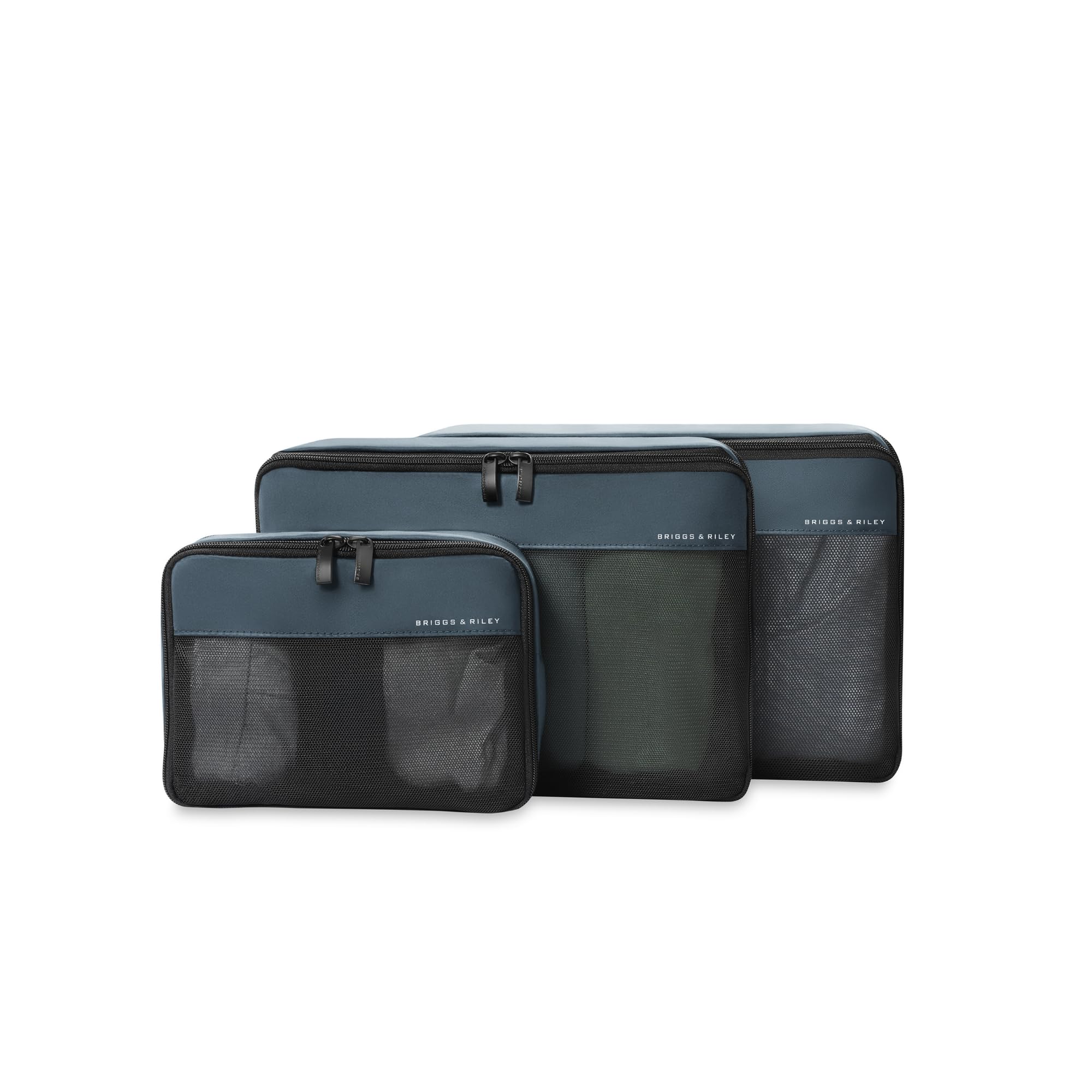 Briggs & Riley Carry On - Set di cubi per imballaggio a compressione, organizer per valigie e bagagli, per donne e uomini, accessori per le vacanze, 3 pezzi, oceano