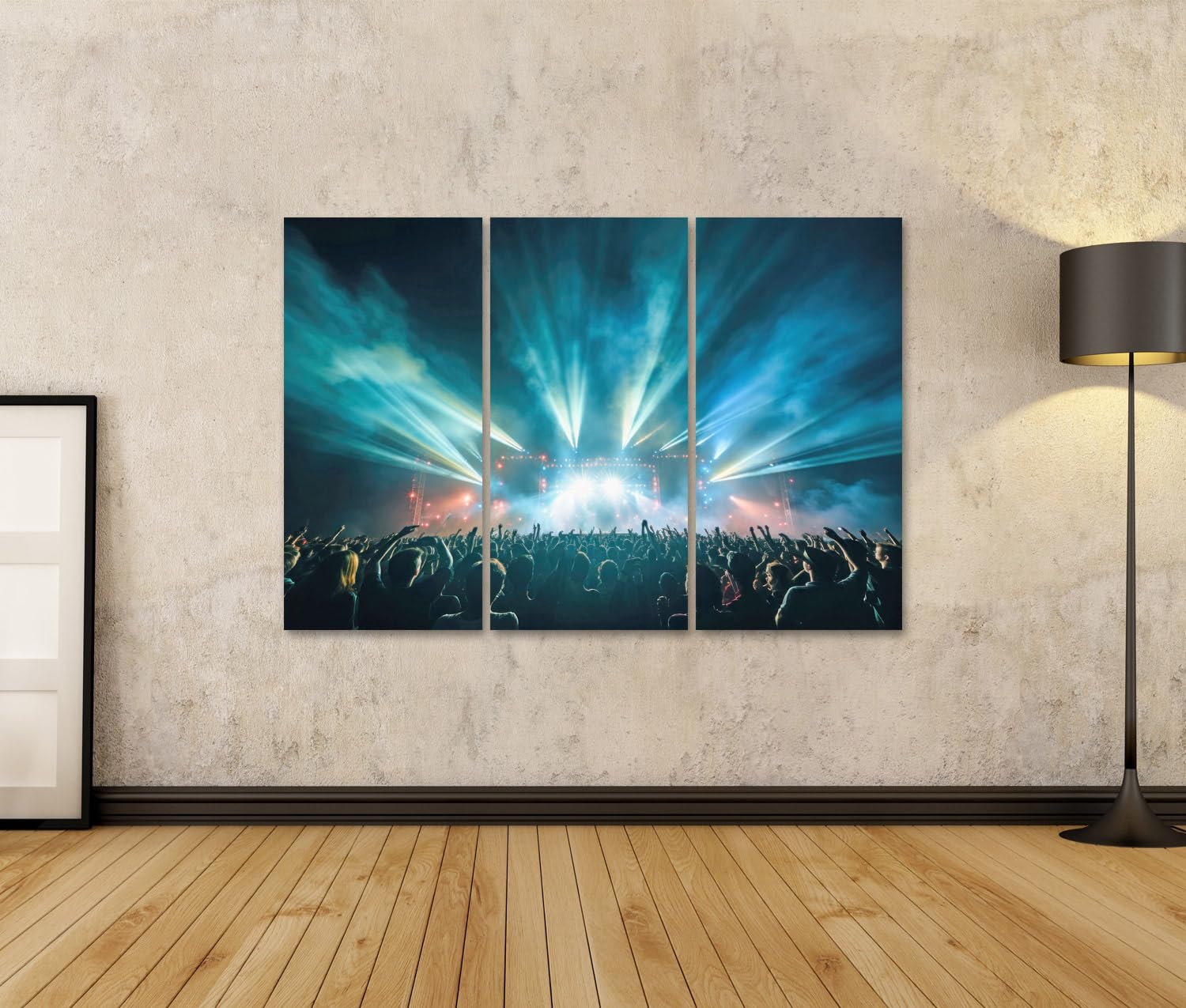 islandburner Prime Bild auf Leinwand Silhouetten Menschenmenge Konzert vor der Bühne helle Scheinwerfer Bilder Wandbilder Poster