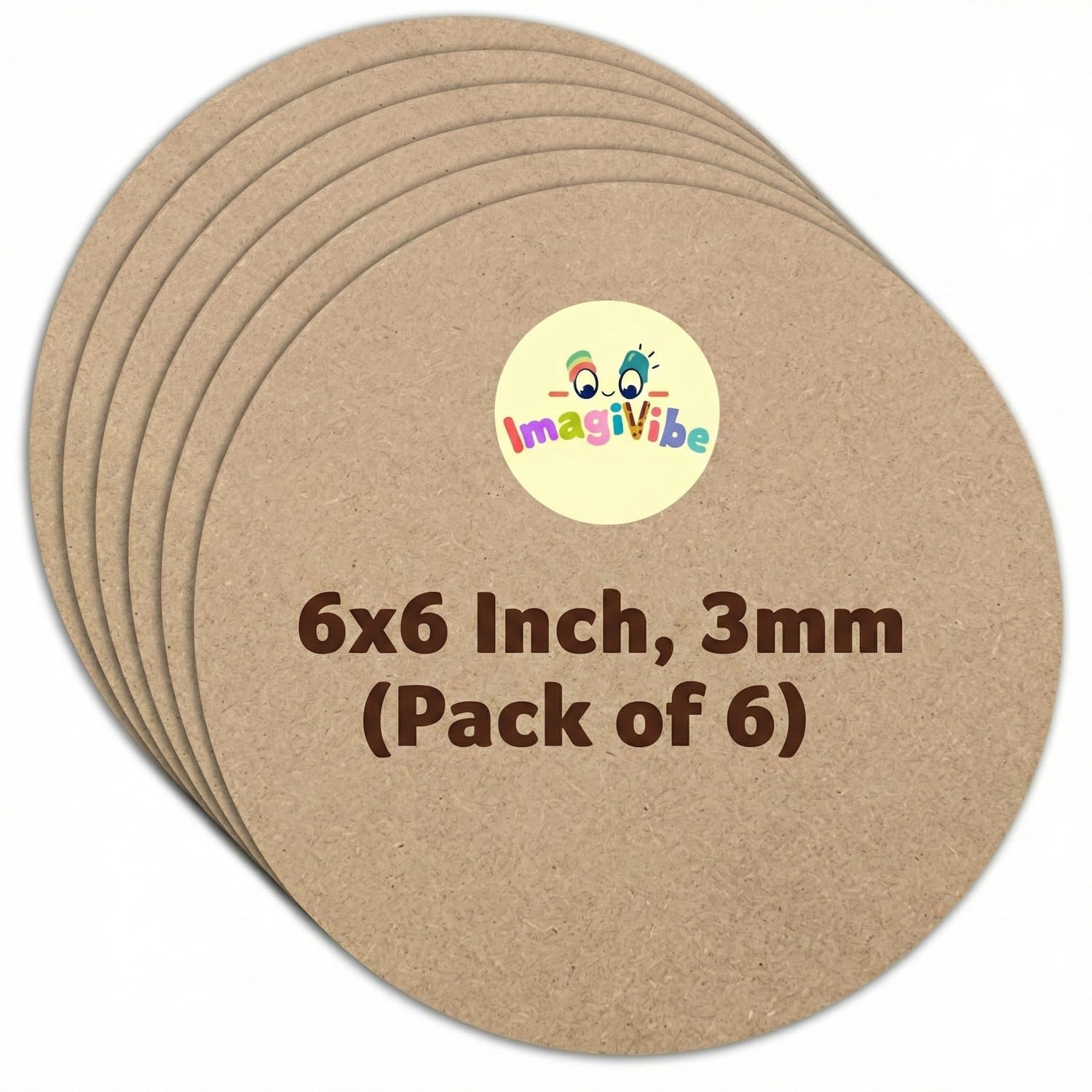 ImagiVibe Round MDF Boards for Art and Craft, Wood Round MDF Sheets for Craft Work, DIY MDF Cutouts for Mandala, Lippan, Resin Art & Craft (6 Inch/15cm)