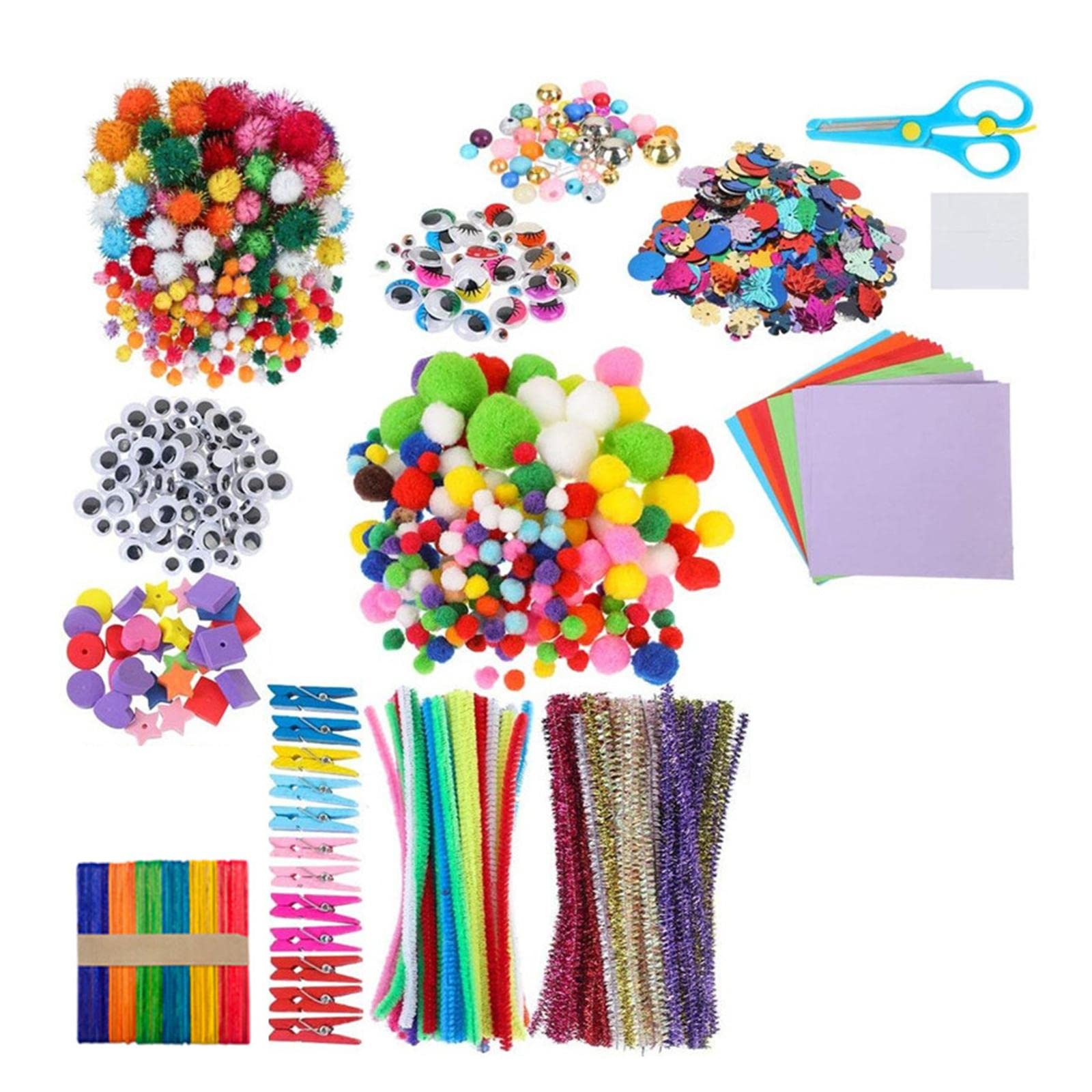 Qianly 1200 Stück Bastelset DIY Bastelmaterial Kinder Handarbeitsset Kreativset Kunsthandwerk Aus Plüsch für Talentförderung Heimdekoration, Mehrfarbig