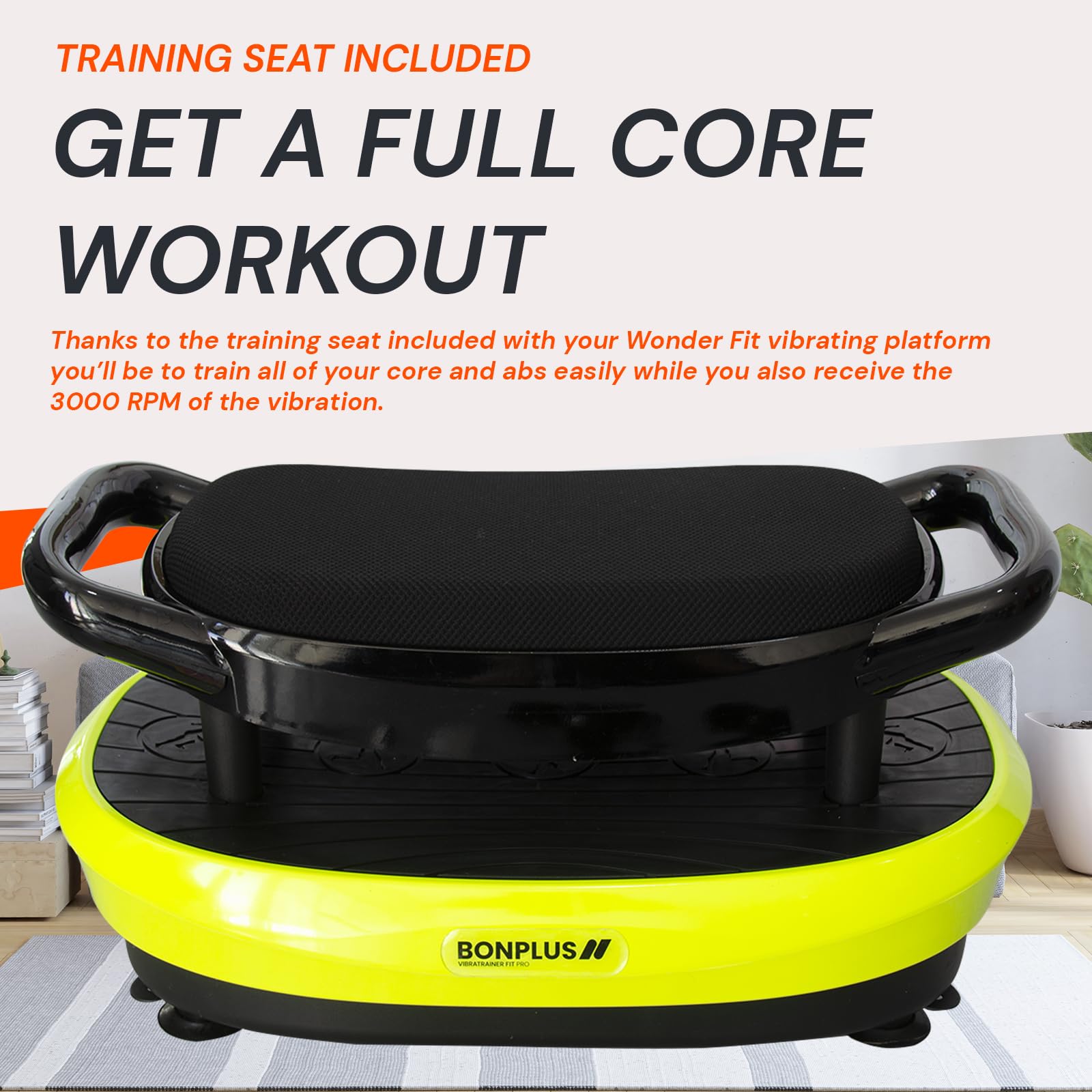 Plataforma Vibratoria con Asiento | Wonder Fit | Fitness | para Adelgazar | Tonificador de músculo | Ejercitador de Piernas