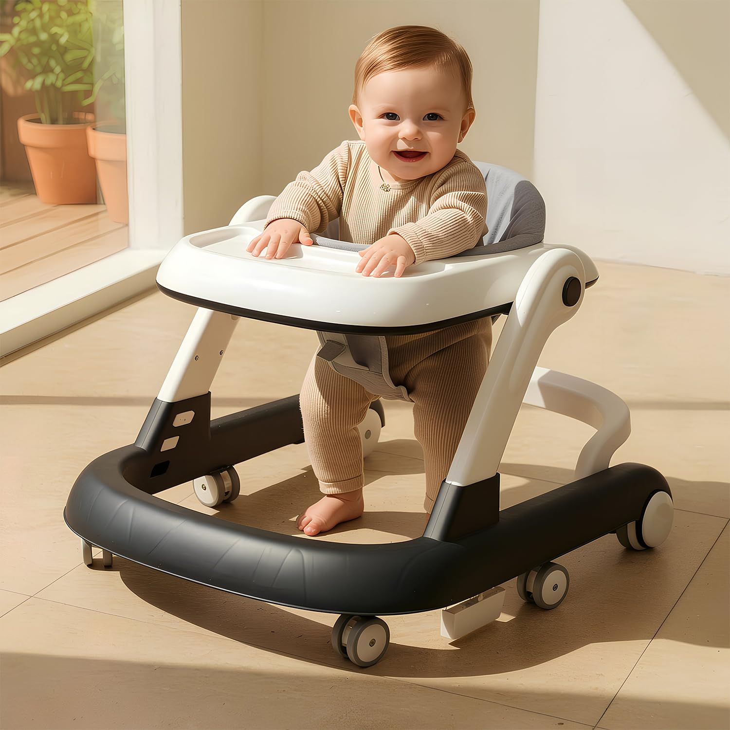 StarAndDaisy Baby Walker for 6-18 Month Baby Boy & Girl, Baby Walkers for 6-18 Month Baby Boy, Walker for Kids for 6 to 18 Months, Adjustable Height Baby Walker, 360° Wheels,Food Tray, Safety Stopper, Speed Control