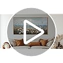 PHAOHUAXM Large Canvas Wall Decoration For Living Room Wall Art For Bedroom Office Decorations Blue Ocean Paintings Flowers Watercolour Wall Pictures Canvas Artworks Home Decor Wood Framed 24x48 In