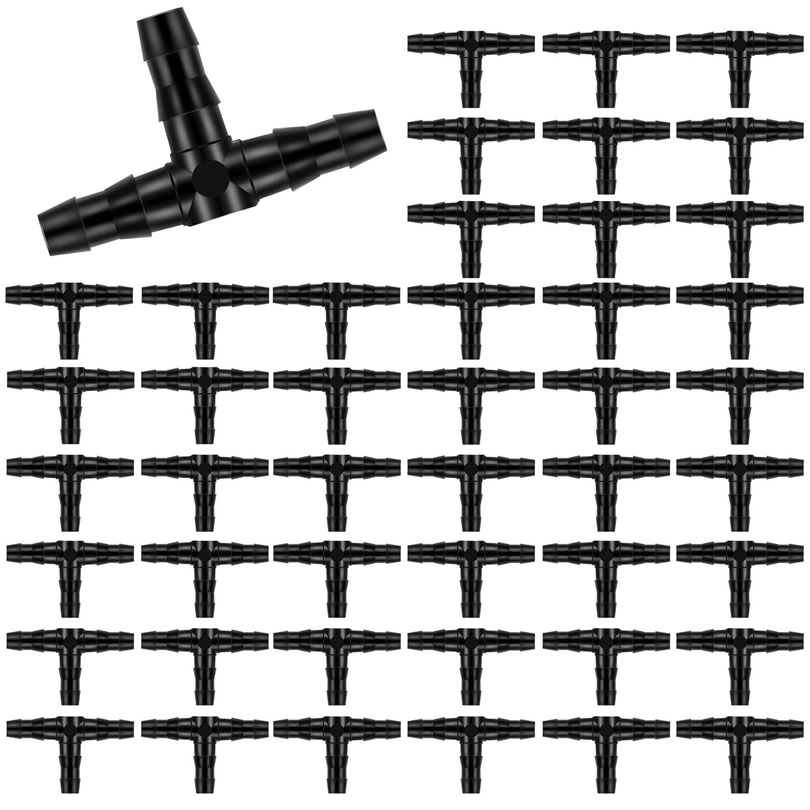 Kalolary Connettore Tubo Da Giardino A T Con Spinato – Set Da 10 Pezzi, Da 1/2'' A 1/4'' – Per Irrigazione A Goccia, Aiuole E Serra, Nero