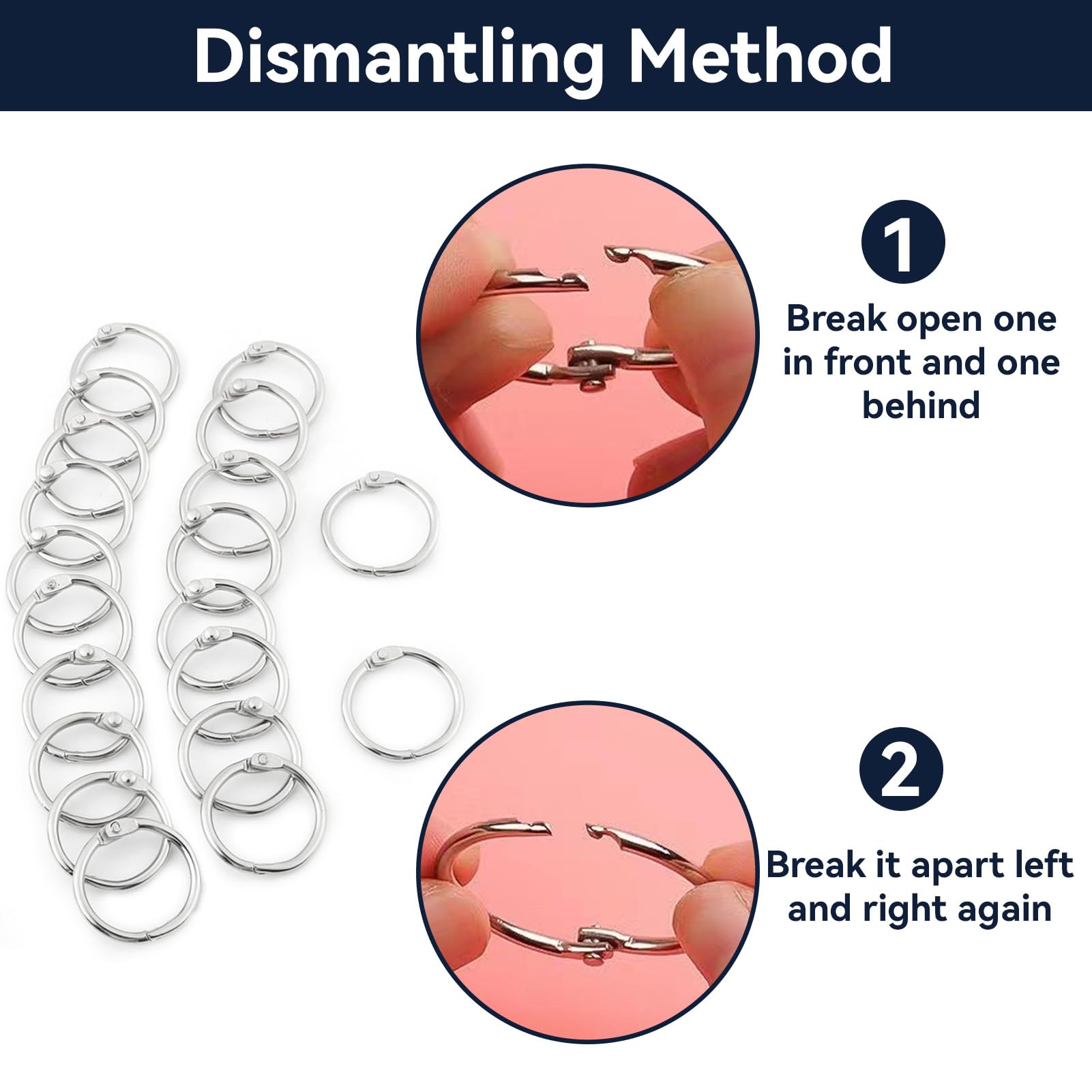 Duoyif Anneaux De Reliure 50mm 20pcs Anneaux Articulés En Métal
