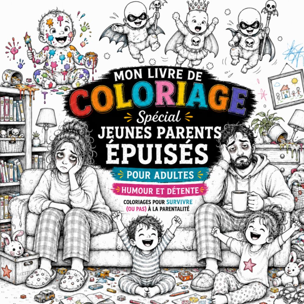Jeunes Parents et Nuits Blanches : 40 coloriages drôles, piquants et absurdes pour survivre à la parentalité: Livre de coloriage anti-stress pour ... idéal (Coloriages thématiques pour adultes)