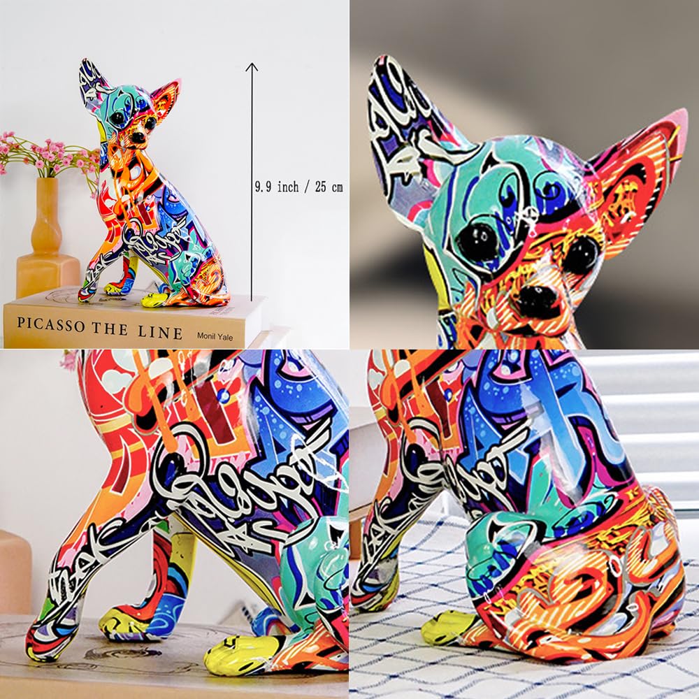 Amazon.com: IDORTYBB Graffiti Chihuahua Dog Statue Sculpture