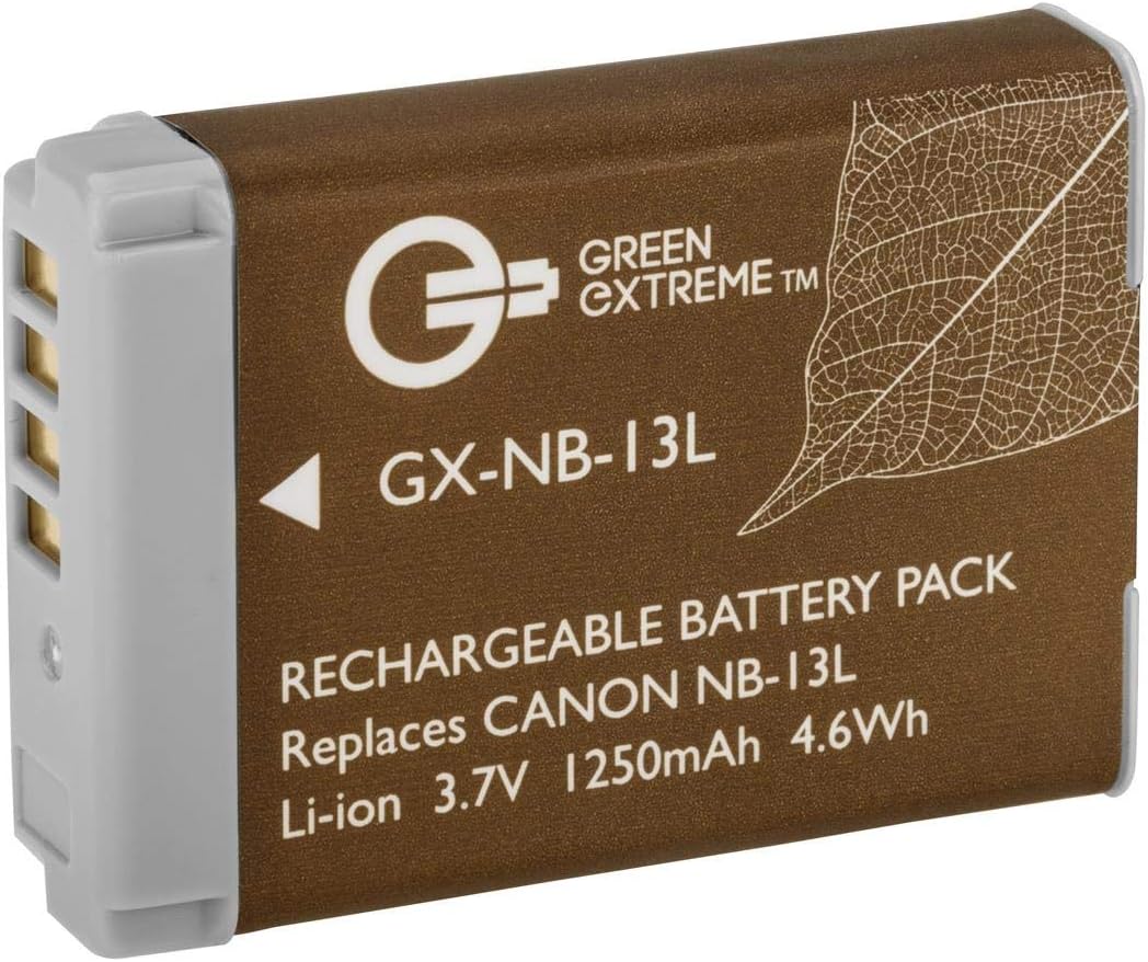 Green ExtremeNB-13L Lithium-Ion Battery Pack (3.7V 1250mAh) for Canon PowerShot G5X G7X G9X G7 X Mark II G9X Mark II SX620 HS SX720 HS SX730