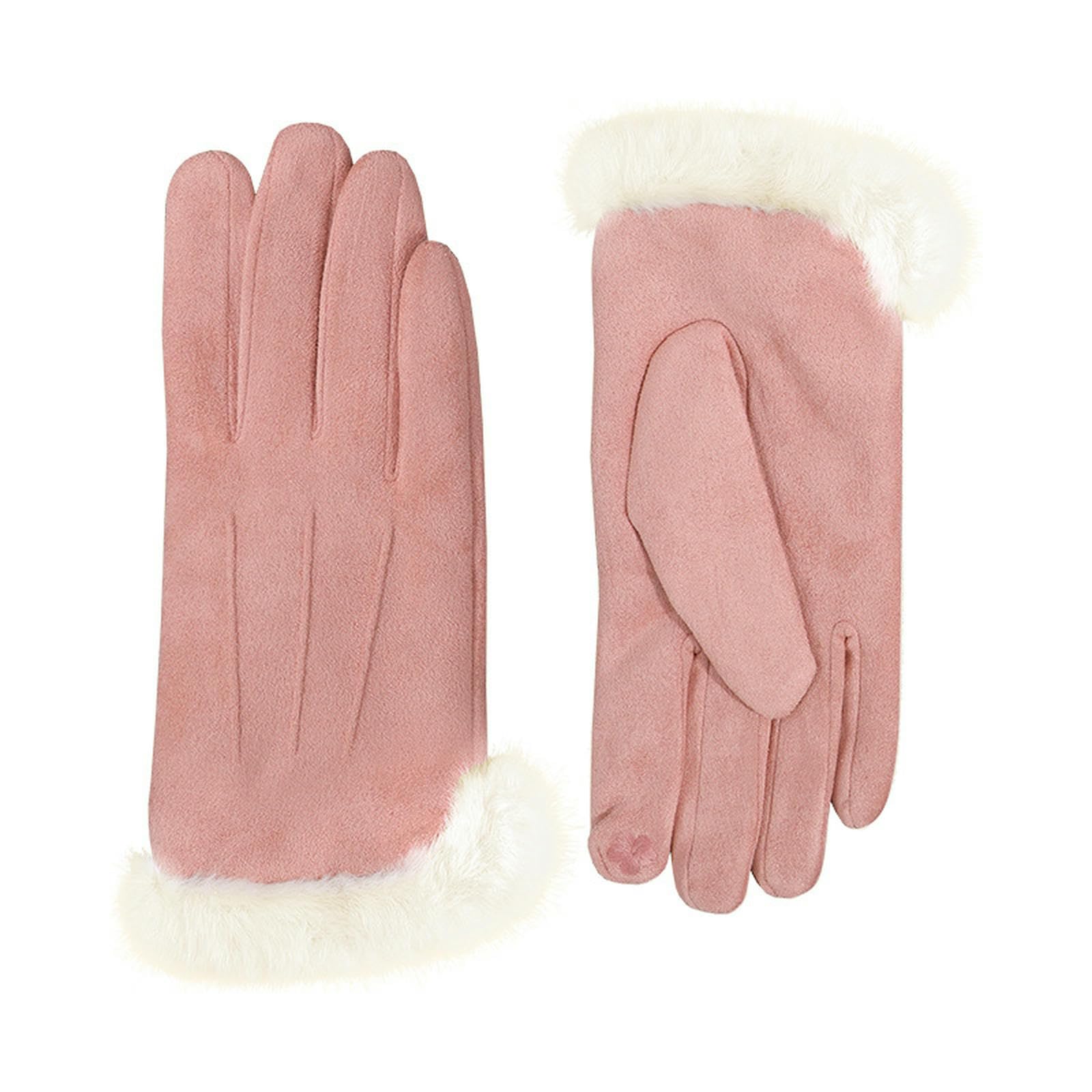 Guantes de invierno ante cálidos y gruesos pantalla táctil color rosa