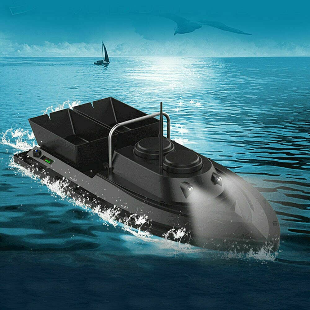 Futterboot, RC Fischköder Boot mit 2 Unabhängigen Köderfächern Cruise Köderboot Kabellos Angelköder Fischfinder Ferngesteuertes Boot 5200mAh 500M