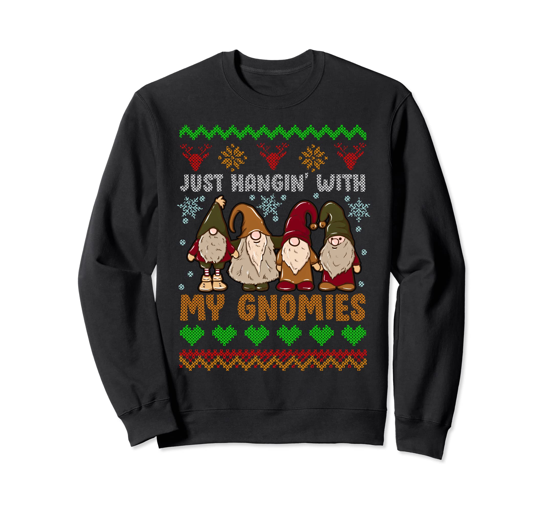 Hangin With My Gnomies Adorable Christmas Gnome Lover Sweatshirt, Black