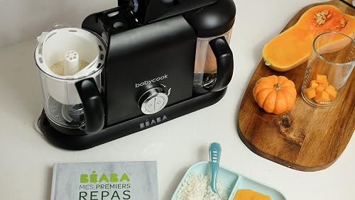 BÉABA - Babycook Duo - 4 in 1 Babynahrungszubereiter - Schonender Dampfgarer - Schnelles Dampfgaren in 15 Minuten - XXL Fassungsvermögen : 2x200 ml - Schwarz - 7