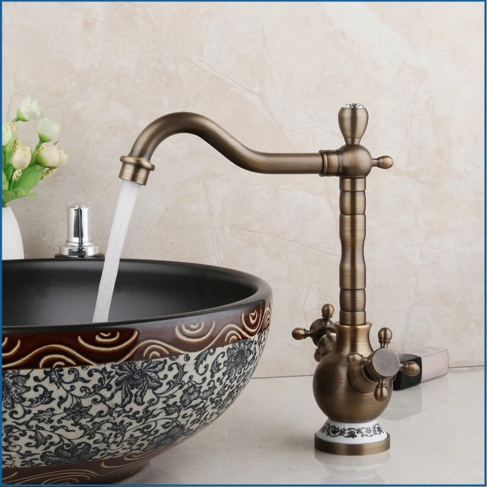 Robinet de salle de bain rétro double poignée idéal pour ambiance spa et détente à la maison