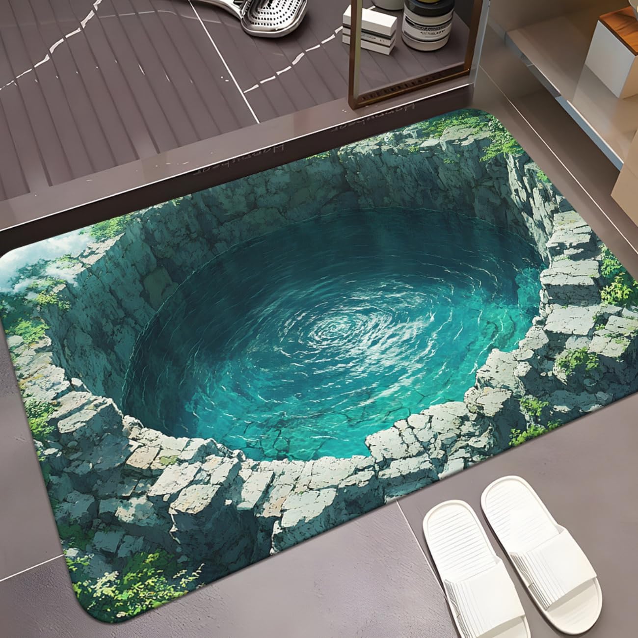 Tapis diatomée salle de bain antidérapant avec revêtement caoutchouc