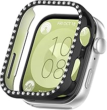 Miimall PC Case Compatible with Huawei Fit 3 Protective Case, Easy Installation Bling Hollow Cover Anti-Fall Full Protection Case for Huawei Watch Fit 3 Screen Protector, Galvanized Black