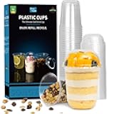 Songtaste 50 Pcs Disposable Plastic Cups,8 Oz Clear Plastic Parfait Cups with Dome Lids,No Hole, Dessert Yogurt Fruit Cups for Kids, Take Away Breakfast and Snacks, Cold Drinks, Ice Cream, Fruit Iced