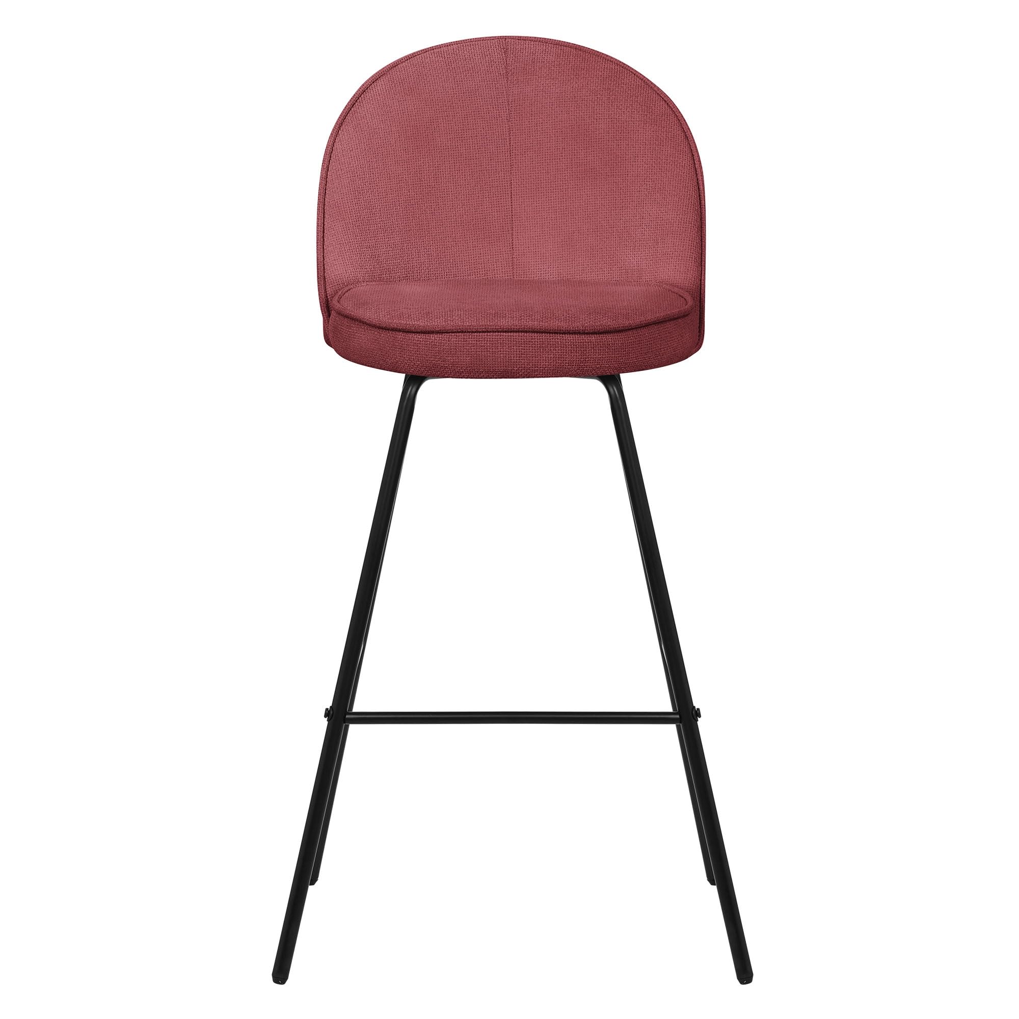 ML-Design Set di 4 Sgabelli da Bar Rosso con Rivestimento in Tessuto, Altezza 75 cm, Struttura in Metallo, con Schienale e Poggiapiedi, Sedia Alta Imbottita da Cucina, Sgabello da Bistrot o Bancone