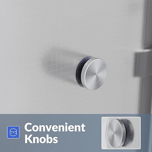 Miniatura 18 de SUNNY SHOWER Puerta de ducha semi-sin marco de 60 pulgadas de ancho x 72 pulgadas de alto, puerta de ducha de vidrio doble corredera, cabina