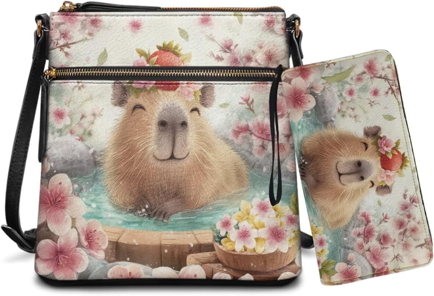 PU Leather Crossbody Bag & Wallet Set for Women, Spacious Satchel Hobo Purse for Travel, Work & Casual Outings