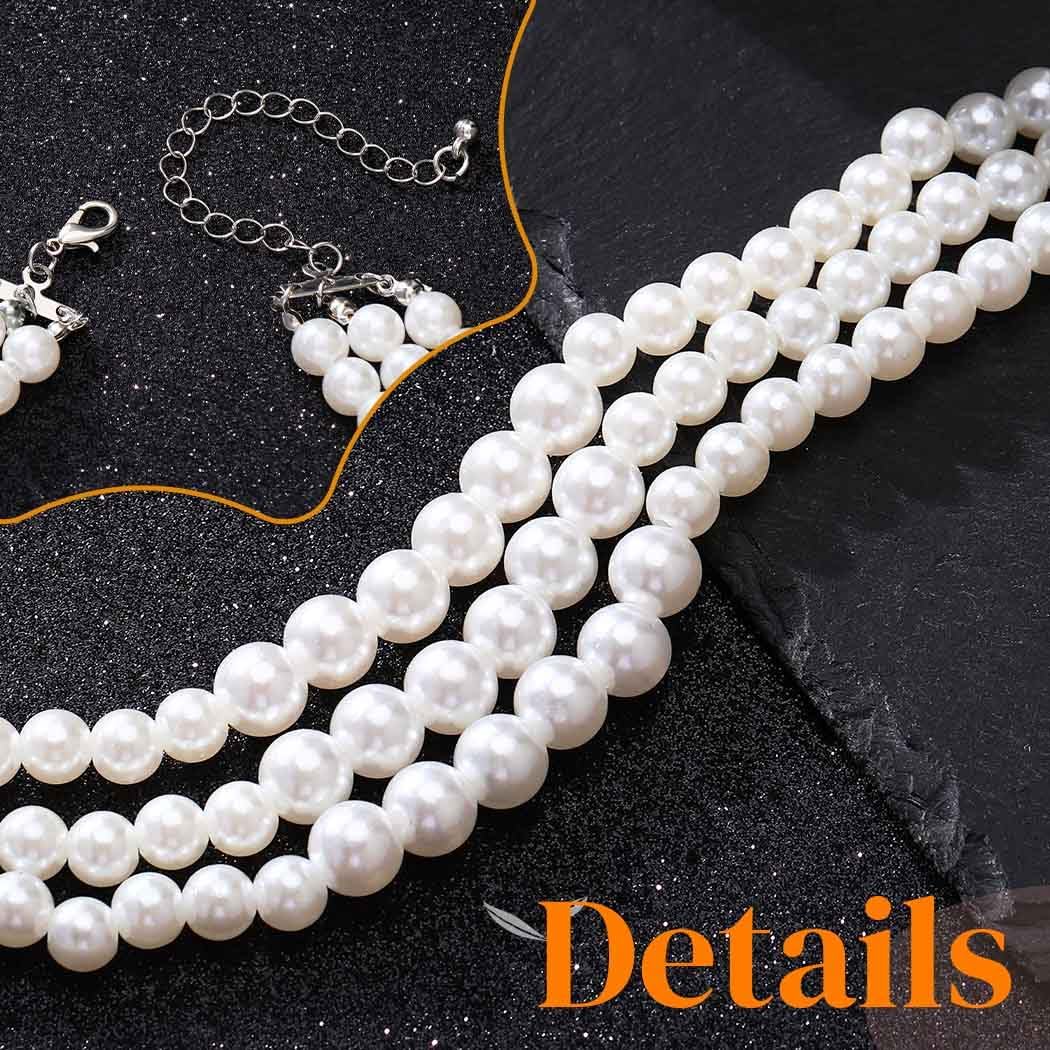 Sixexey White Pearl Jewelry Set Bridal Wedding Prom Costume Necklace Earrings Jewelry for Women - Image 6