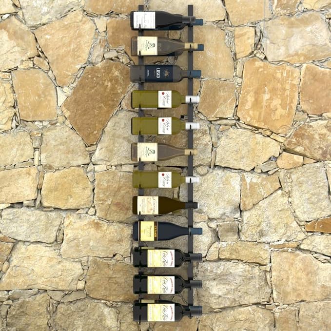 Soporte para Vino de Pared para 24 Botellas, Negro, Hierro miniatura 2