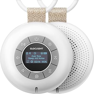 Glocusent White Noise Machine: Tragbar mit 62 Sounds, Bluetooth & 2000mAh Akku, Einschlafmusik-Timer für Baby Entspannung, Ideal für Baby Erstausstattung Neugeborene (White, M)
