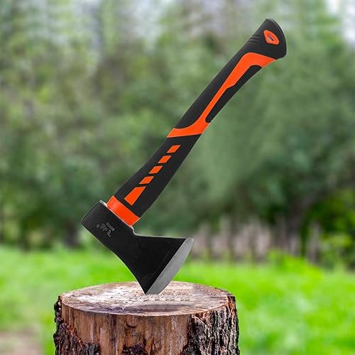 Miniatura 7 de Hacha de cortar para campamento hacha de jardinería hacha de división de madera de acero forjado con mango de fibra de vidrio agarre antideslizante