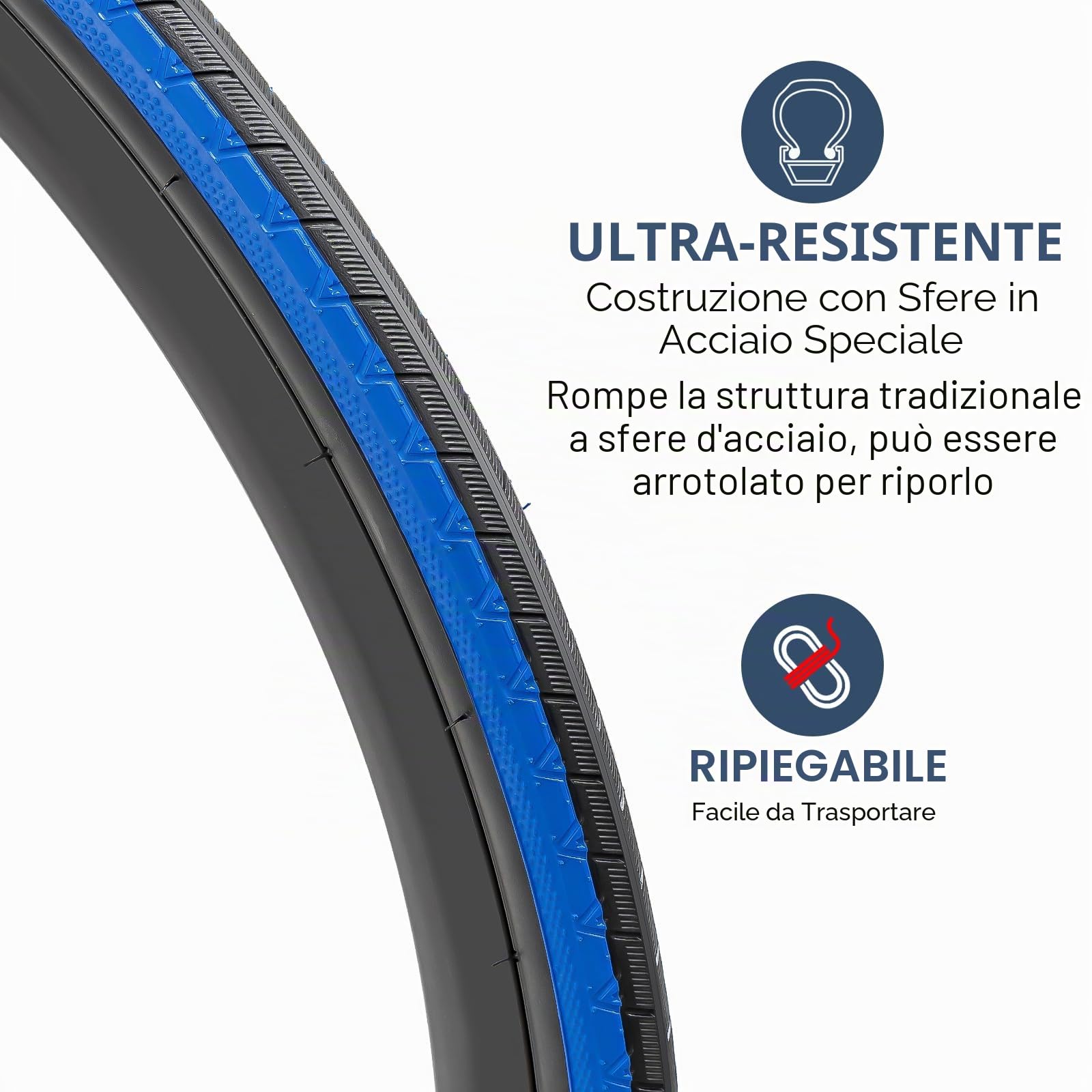 YunSCM 2Pcs 700C Pneumatici per bici 700x28C ETRTO 28-622 e 28 pollici Camere d'aria per bici Valvola Presta, Compatibili con pneumatici e camere d'aria per bici 700x26C 700x28C 700x30C (blu+nero)