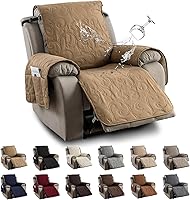 Vista 26 de Funda de silla reclinable 100% impermeable, fundas de silla reclinable para silla reclinable, funda de tela antideslizante para sala de estar, Café