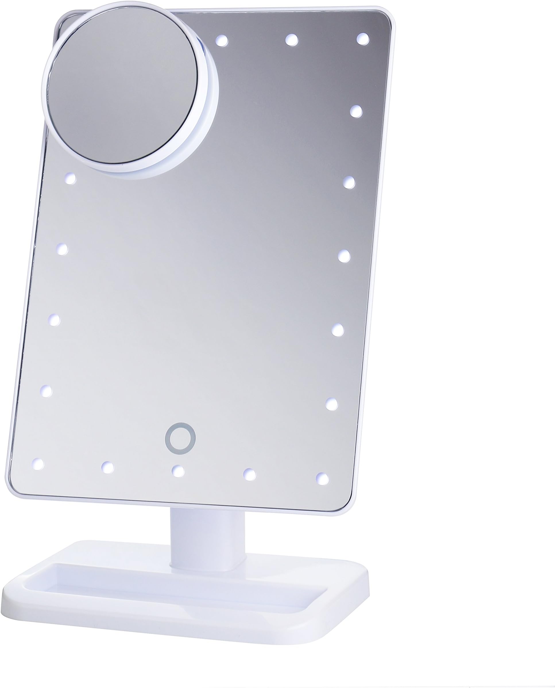 BeautifyBeauties Lighted Makeup Mirror/Vanity Mirror with Bluetooth. Adjustable Brightness, Detachable 10X Magnification Spot Mirror, Rechargeable (Off-White)