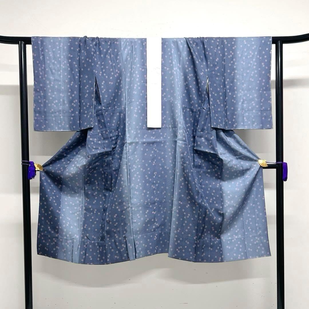 A5 単衣 季節の花々 金彩 薄ピンク 正絹 付下げ 着物 着丈167 裄66