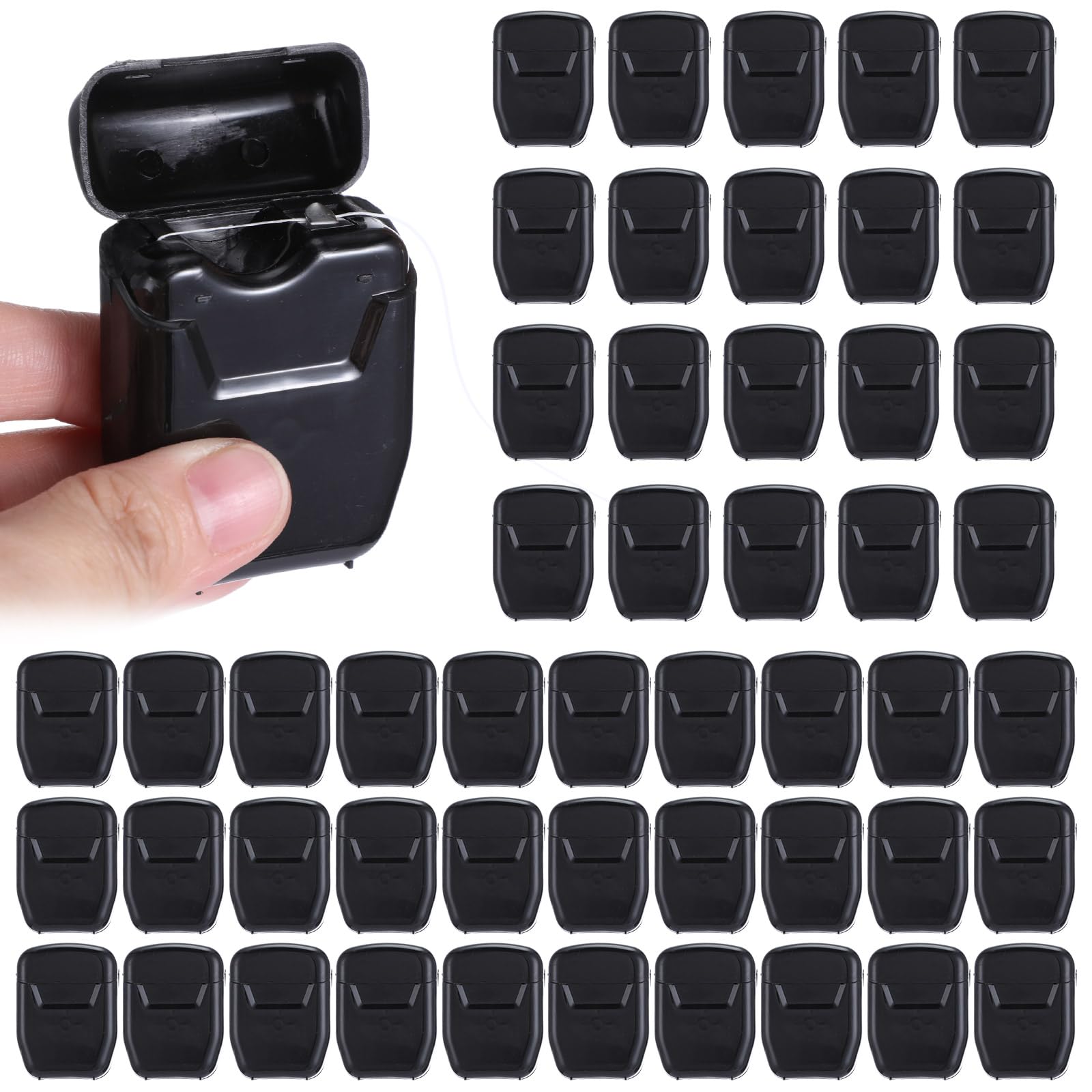 Baderke 50 Pcs Dental Floss Bulk Wedding Gifts for Guests Waxed Mint Dental Floss for Homeless Party Favors Bridal Shower Donated Gifts Teeth Cleaning 30m/32.8 Yard(Black Box)