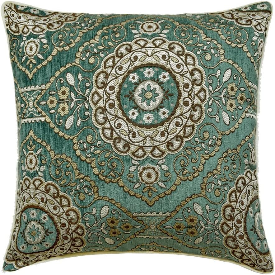 The HomeCentric King/Queen/Twin Teal Decorative CA King 86"x18" Bed Runner Without Pillow Cover, Art Deco, Floral, Tassels & Velvet Bed Scarf on Velvet Fabric - Ahmet