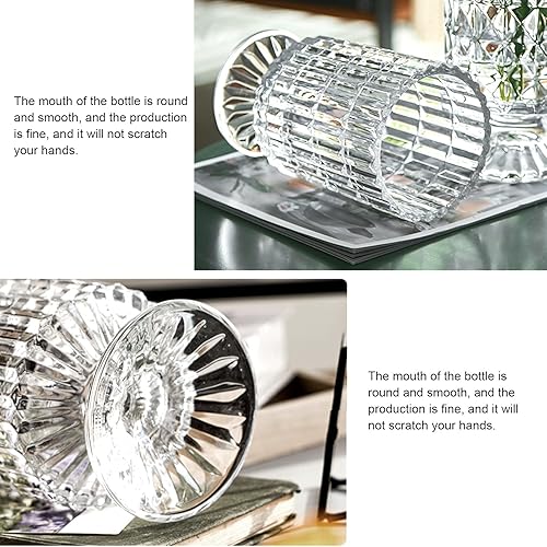 Miniatura 3 de Jarrón de cristal, florero de base grande en relieve, florero decorativo para el hogar, oficina, boda, fiesta, celebrar. Jarrón hidropónico verde