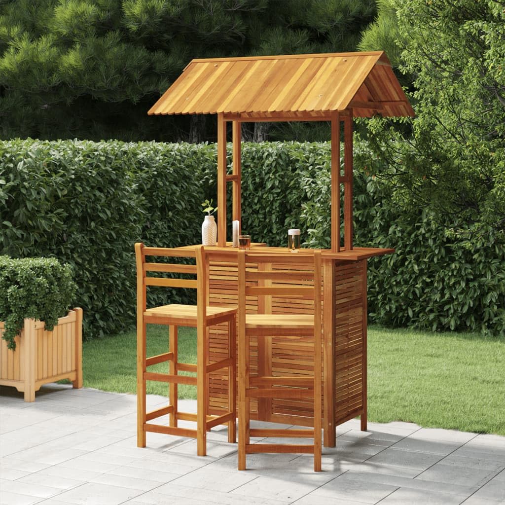 vidaXL Ensemble de Bar de Jardin 3 pcs Mobilier de Patio Table et Tabourets de Bistrot Meubles de Terrasse Extérieur Bois d'Acacia Solide