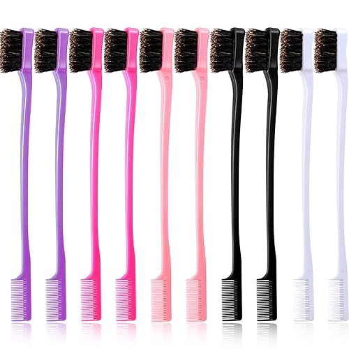 10 piezas de cepillo de borde de pelo doble cara control cepillo peine paquete combinado peine suave peinado 5 colores