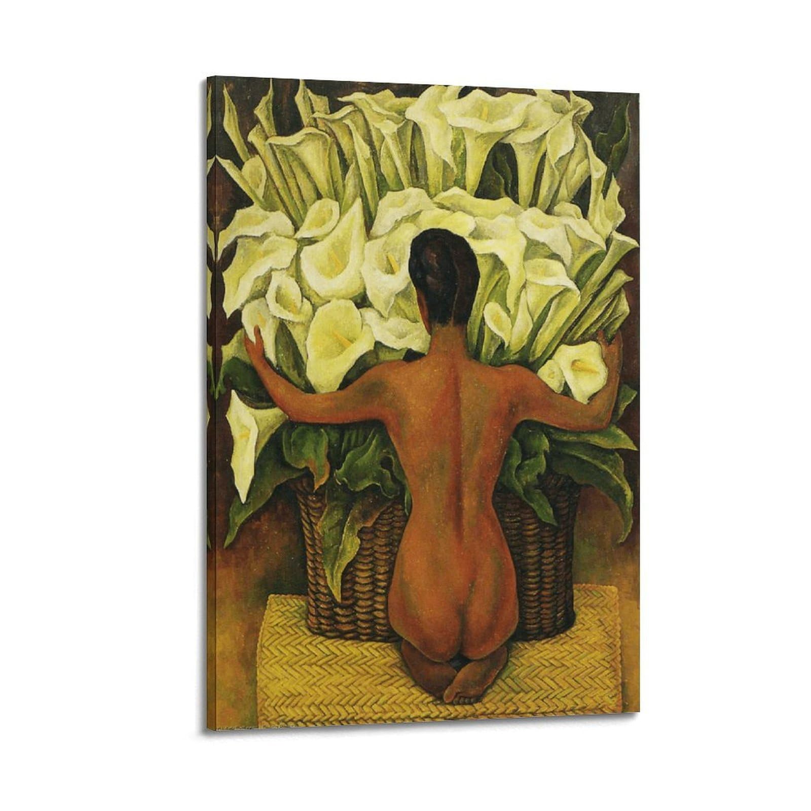 SJWINER Diego Rivera Painter's Work《Nude with Calla Lilies》printed Posters Aesthetic Cover Poster Design Painting for Living Room Bed Room 08x12inch(20x30cm) Frame-style