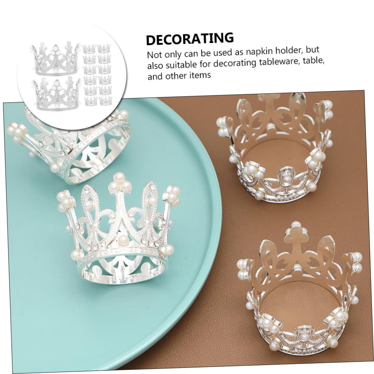 Set 12 Pezzi Legatovaglioli Corona in Lega di Zinco Argento, Anelli Portatovaglioli Leggeri e Decorativi per Feste di Compleanno e Raduni Informali