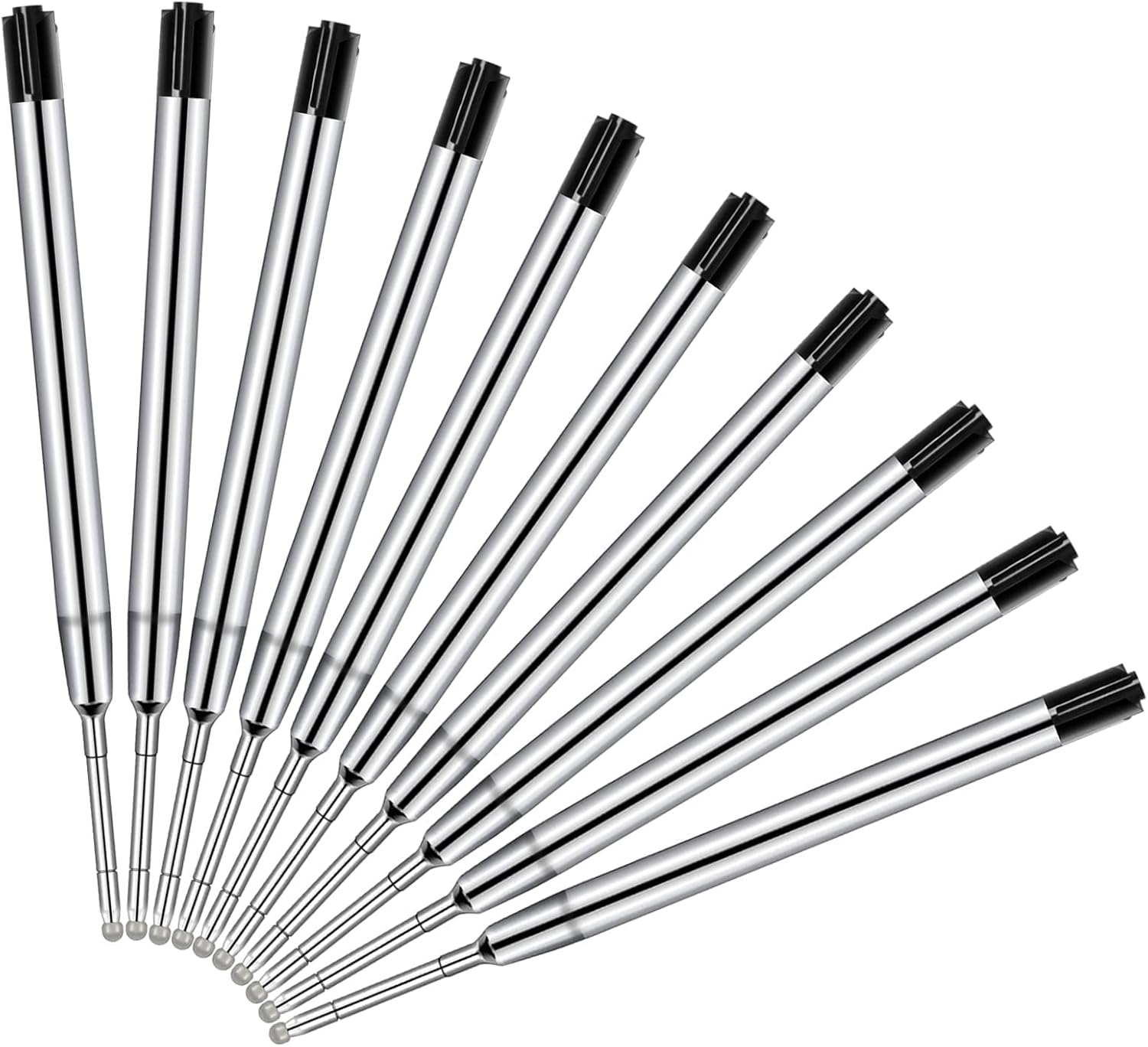 Vesaneae 10 × Recambio de Bolígrafos, Recambio de Bolígrafo de Metal, Recambios de Tinta para Bolígrafos, 1 MM Punta Media Recarga de Pluma (Negro)