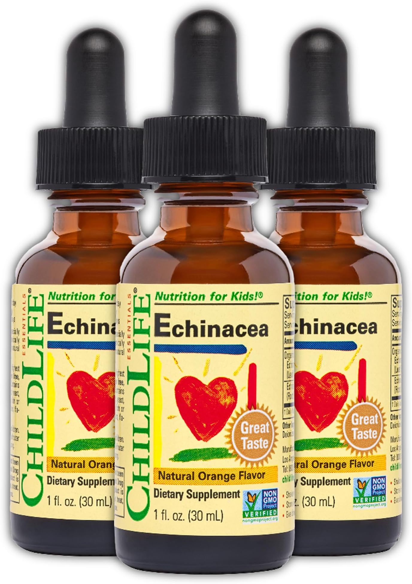 Echinacea for Kids - Kids Echinacea Drops, Liquid Tincture, Alcohol Free Supplement for Babies, Toddlers, Children - Natural Orange, 1 Fl Oz (Pack of 3)